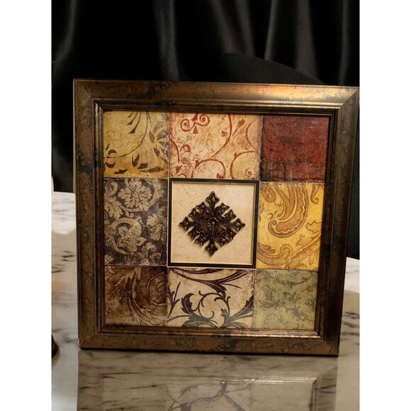 Unbranded Other - Framed Square Schulpture Wall Art Decore  24.5" Scrolled 3-D Matted